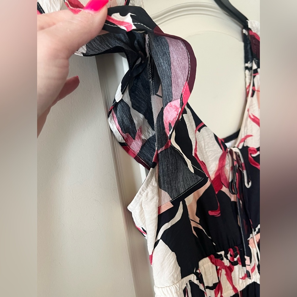 New! Nine West Chic Black and Pink Patterned Maxi Dress Women’s Size Large - Picture 6 of 16